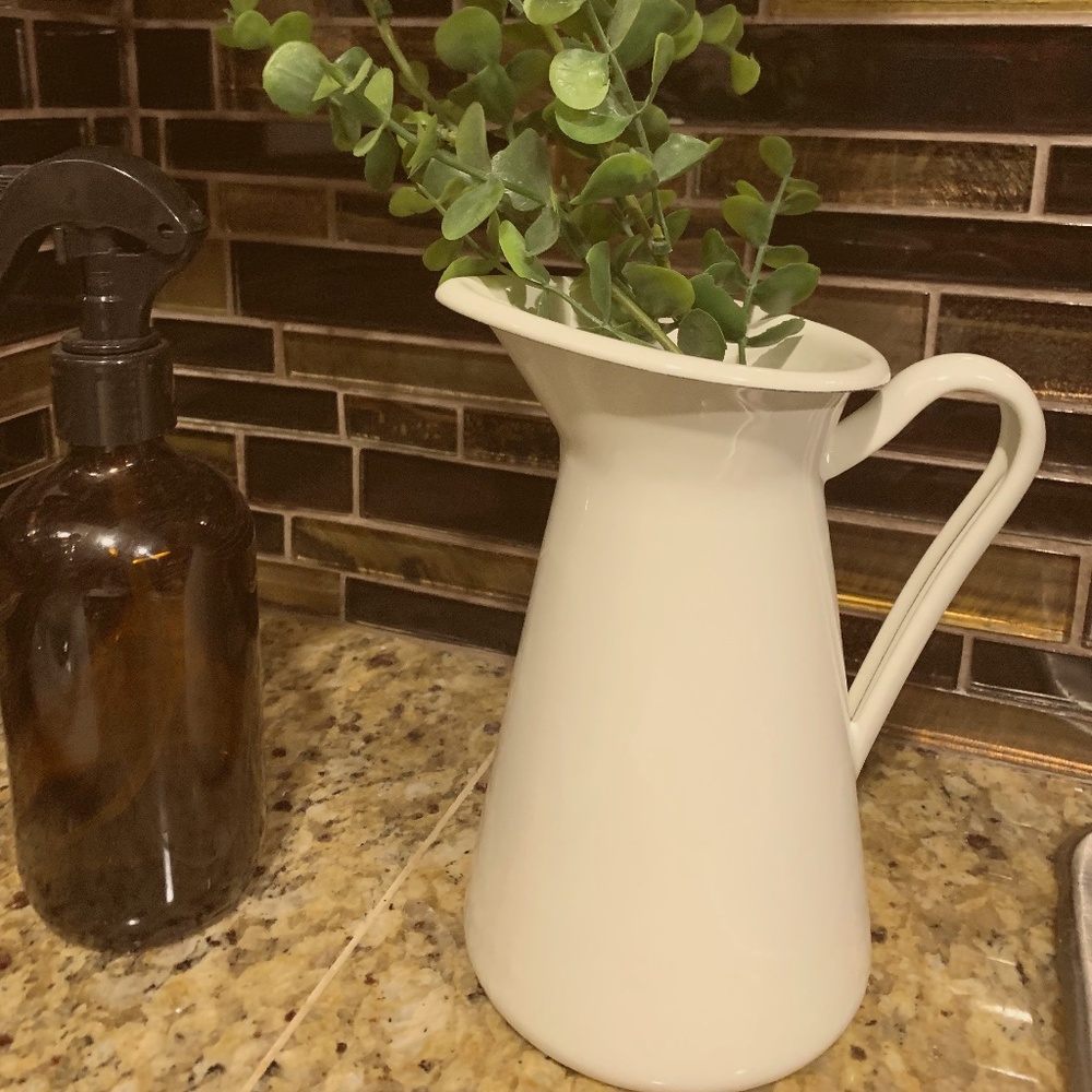 White Farmhouse Decorative Ceramic Pitcher